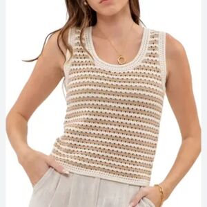 Blue Pepper Open Crochet Tank